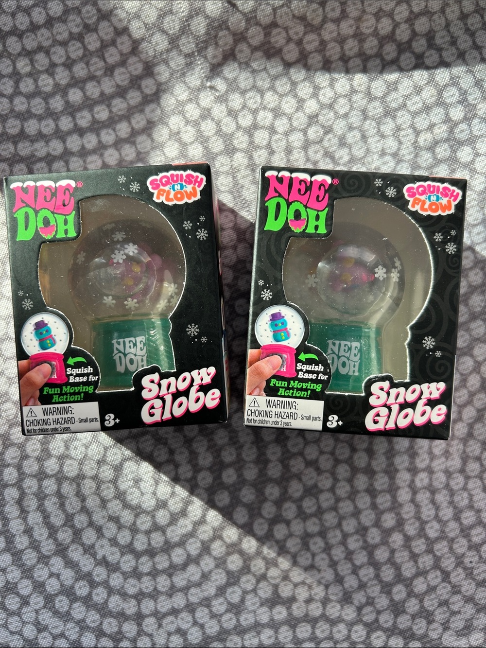 BUNDLE of 2 - RUDY REINDOH Snow Globe Kids Toy - Green/blue